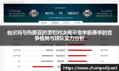 帕尔玛与热那亚的激烈对决揭示意甲新赛季的竞争格局与球队实力分析